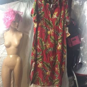 Plus size short sleeve tropical print long dress